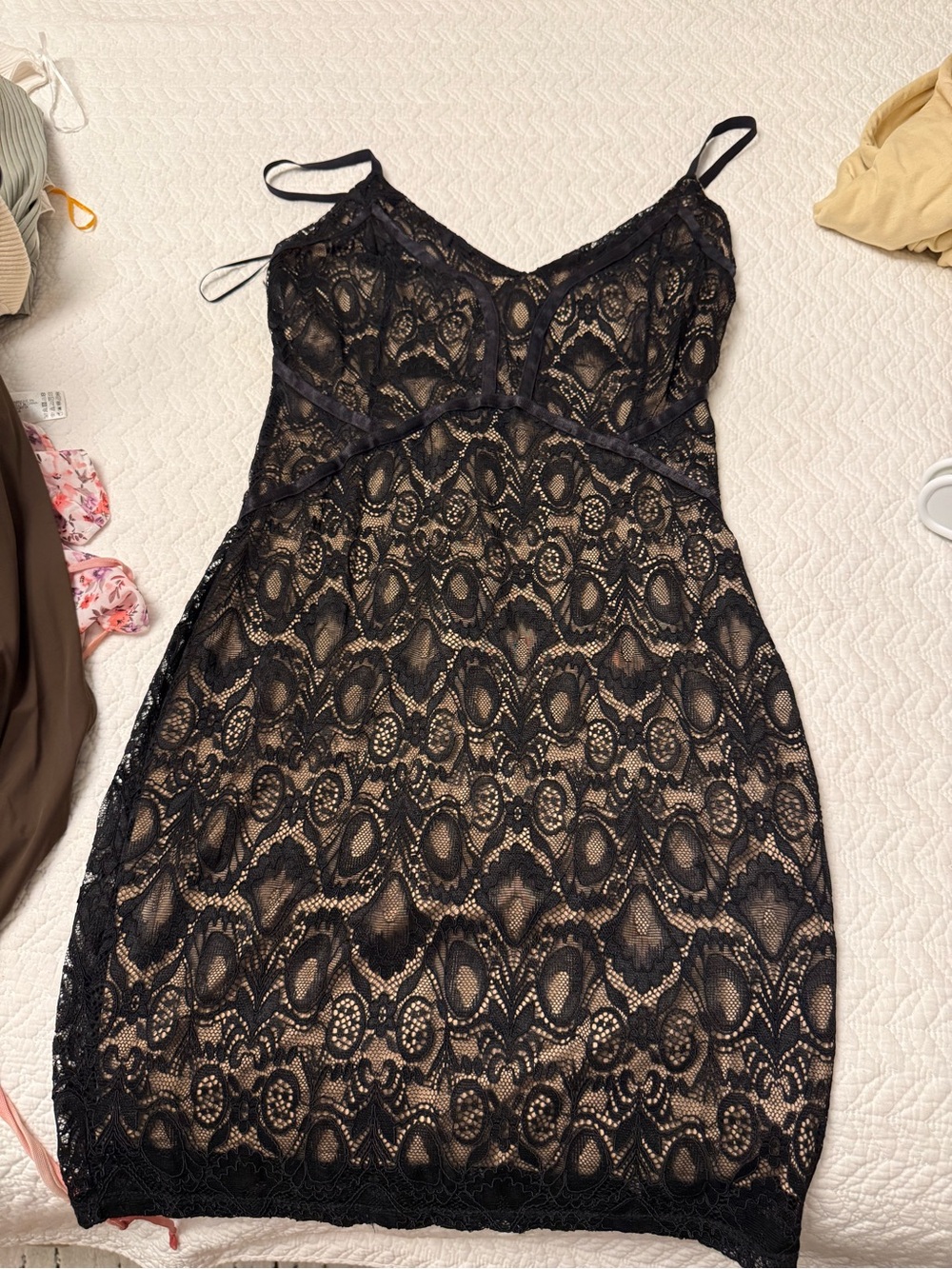 Guess Black Lace Dress with Nude Slip
